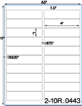4 x 1 Rectangle White Label Sheet<BR><B>USUALLY SHIPS SAME DAY</B>