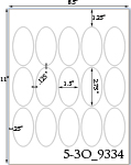 1 1/2 x 2 3/4  Oval White Label Sheet<BR><B>USUALLY SHIPS SAME DAY</B>