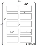 3 x 1 1/2 Rectangle Water-Resistant White Polyester Laser Label Sheet<BR><B>USUALLY SHIPS SAME DAY</B>